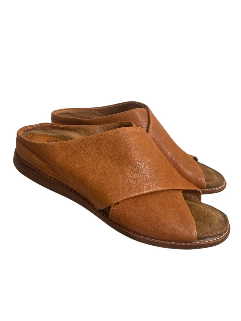 SOFFT Bolina Leather Crossover Slide Sandals in Cognac size 7.5 Old Money Style